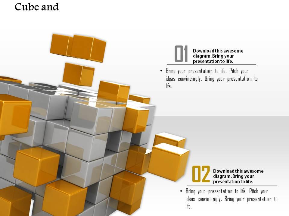 0914 gold grey cubes forming block ppt slide image graphics for powerpoint Slide01