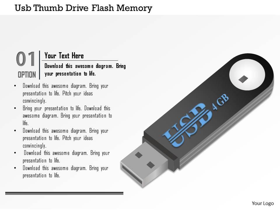 0914 usb thumbdrive flash memory storage clip art 4 gb ppt slide Slide01