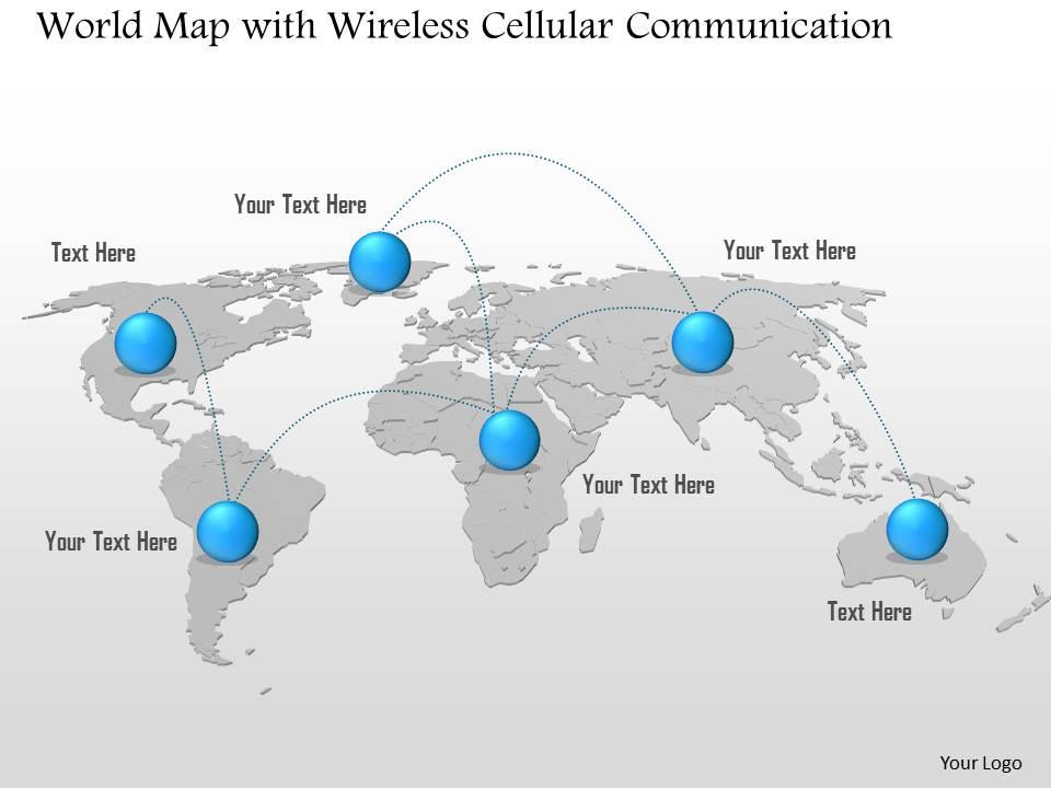 0914 world map with wireless cellular communication hop point to point ppt slide Slide00