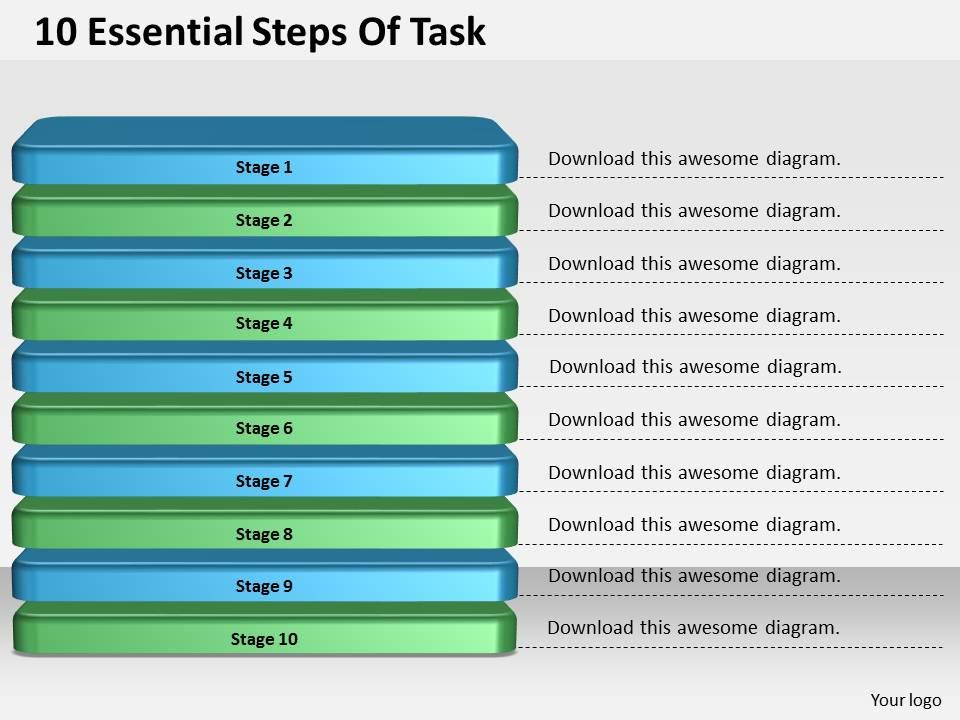 1013_business_ppt_diagram_10_essential_steps_of_task_powerpoint_template_Slide01
