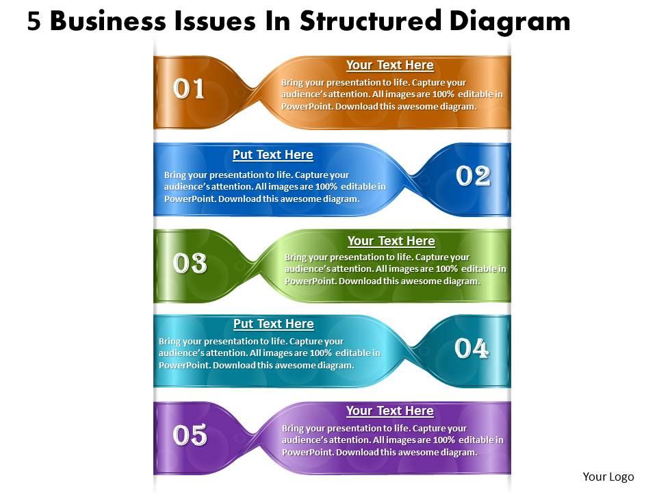 1013 business ppt diagram 5 business issues in structured diagram powerpoint template