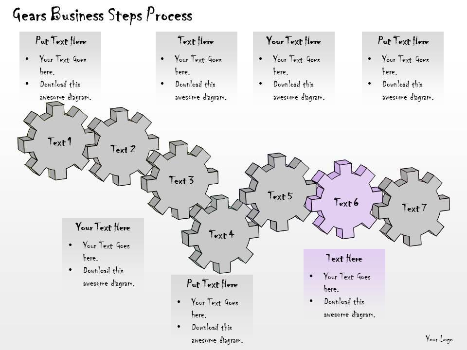 1013 Business Ppt Diagram Gears Business Steps Process Powerpoint