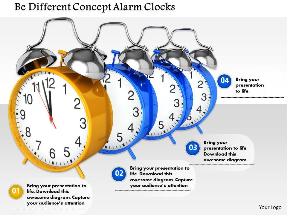 1014 be different concept alarm clocks image graphics for powerpoint Slide01