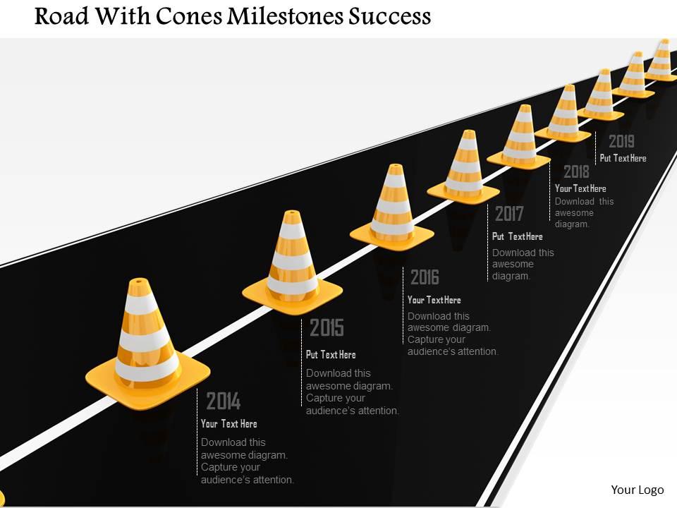1014 road with cones milestones success image graphics for powerpoint Slide01