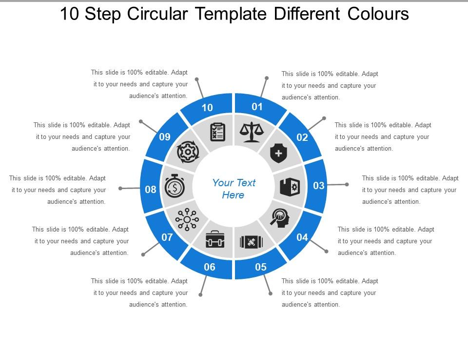 10 step circular template different colours Slide01