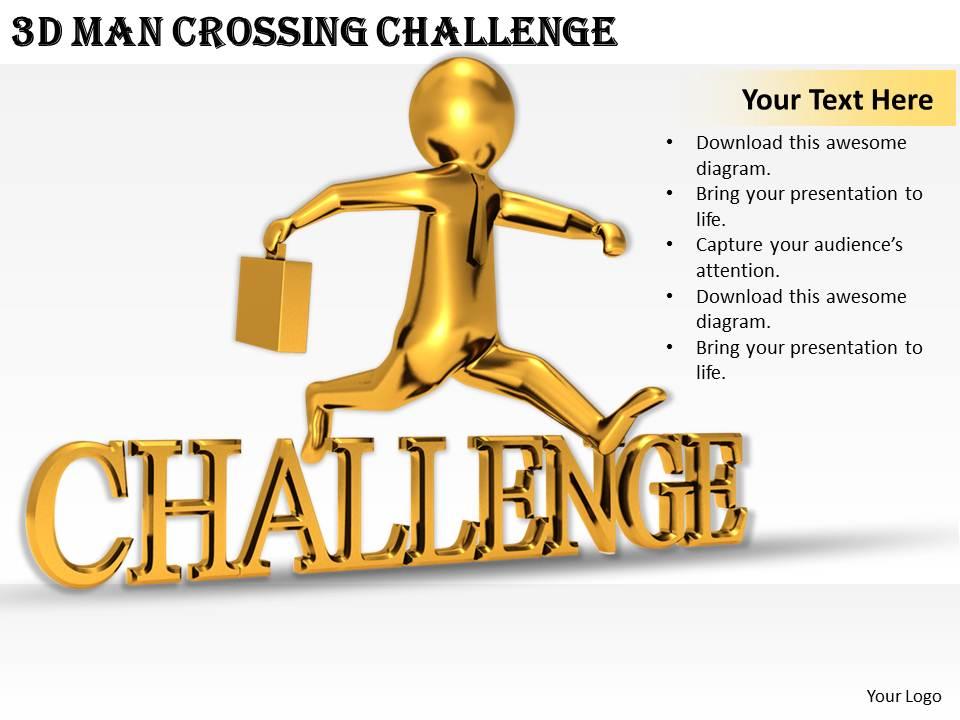1113 3d man crossing challenge ppt graphics icons powerpoint Slide01