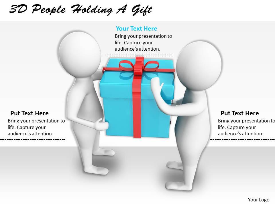 1113 3d people holding a gift ppt graphics icons powerpoint Slide01