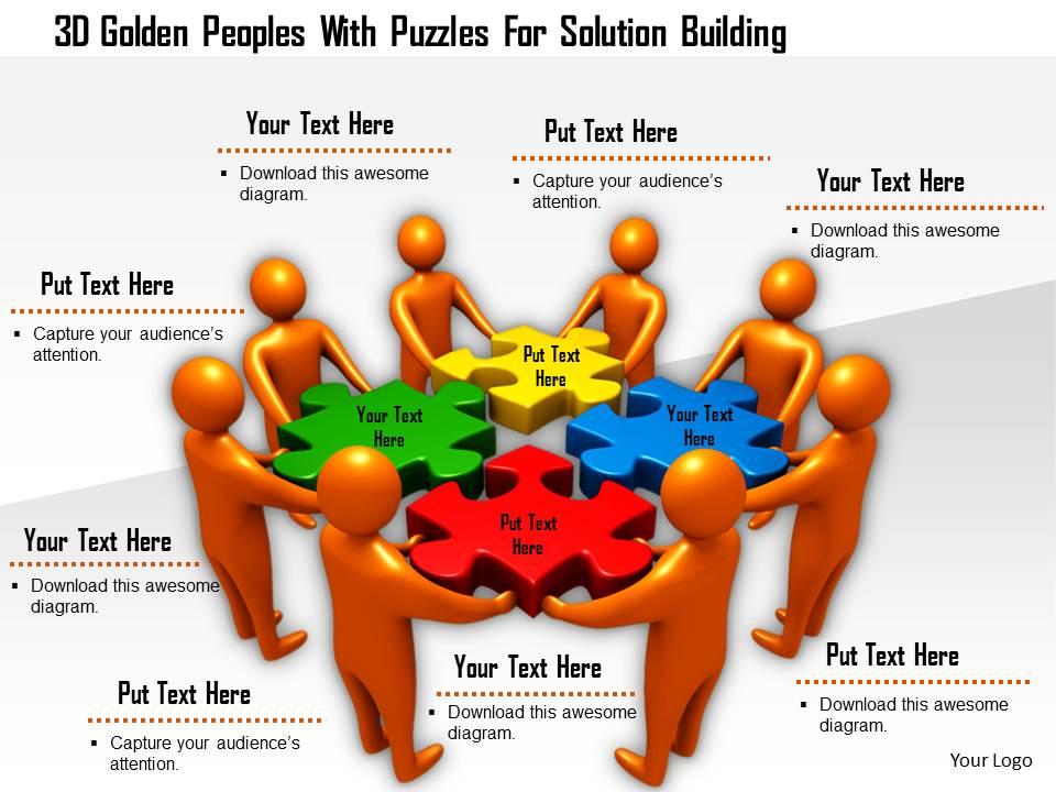 1114_3d_golden_peoples_with_puzzles_for_solution_building_ppt_graphics_icons_Slide01