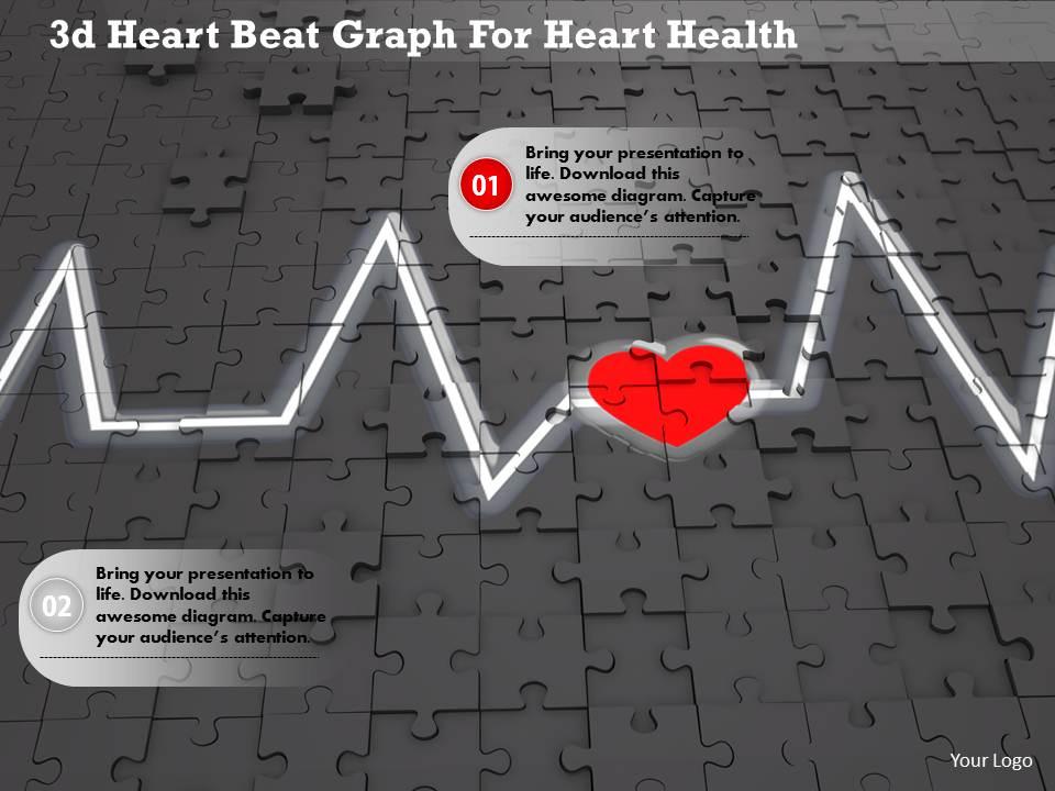 1114 3d heart beat graph for heart health image graphics for powerpoint Slide01