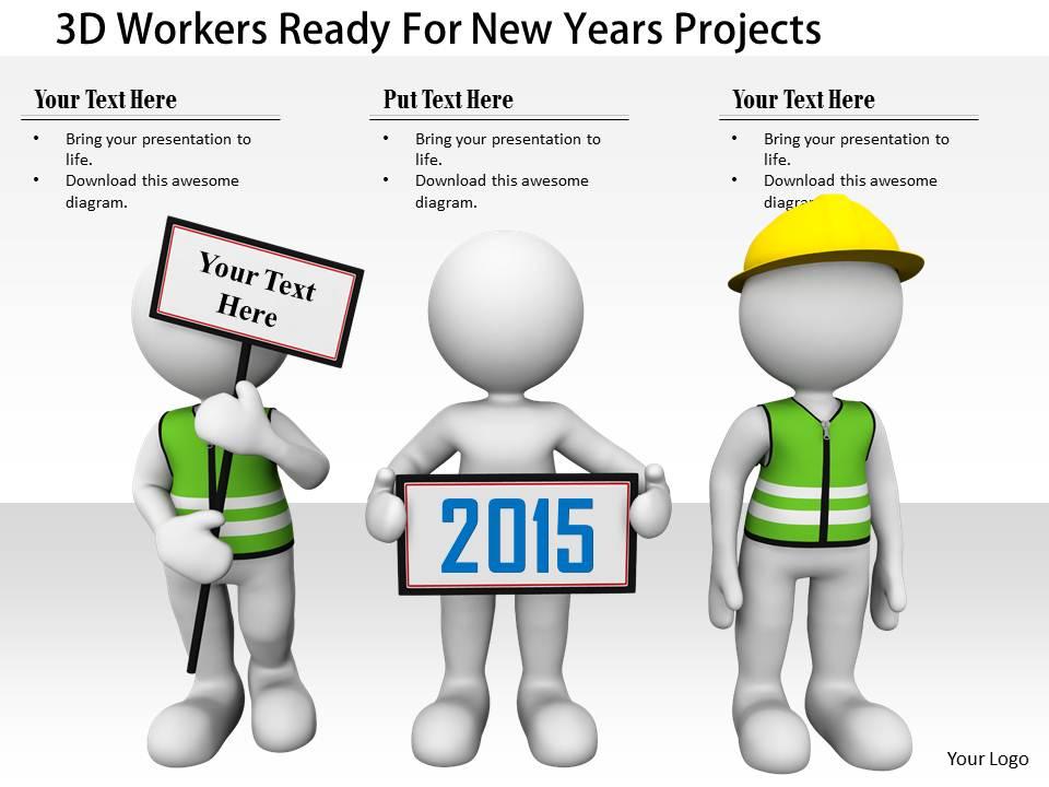 1114 3d workers ready for new years projects image graphics for powerpoint Slide00