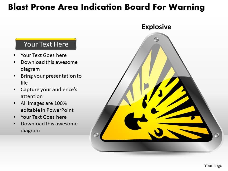 1114 blast prone area indication board for warning powerpoint template Slide00
