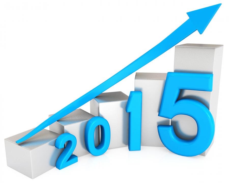1114 blue arrow for growth with 2015 graphic stock photo Slide01