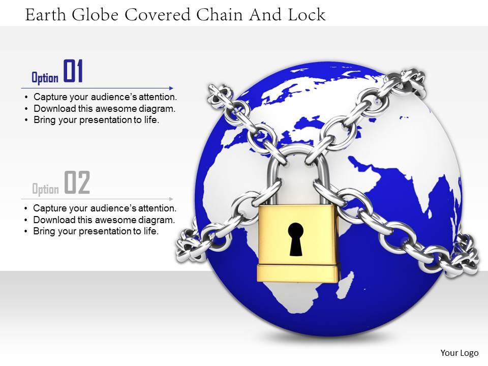 1114 earth globe covered chain and lock image graphics for powerpoint Slide01