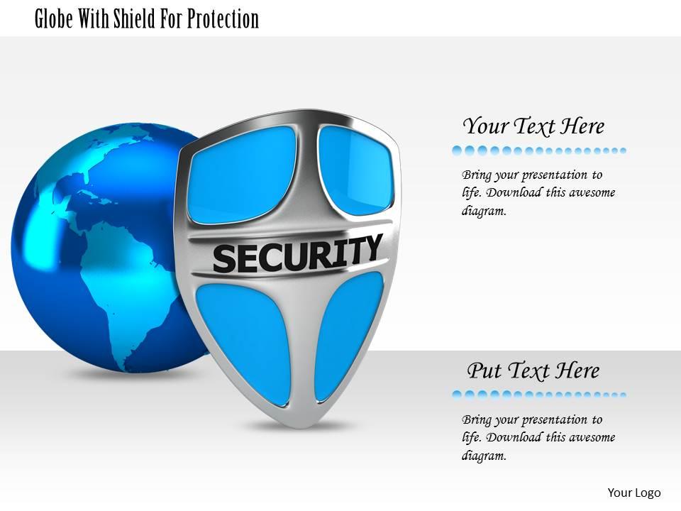 1114 globe with shield for protection image graphics for powerpoint Slide01