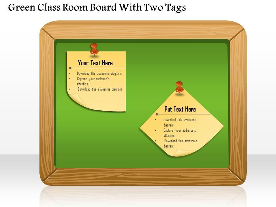 1114 green class room board with two tags powerpoint template Slide01