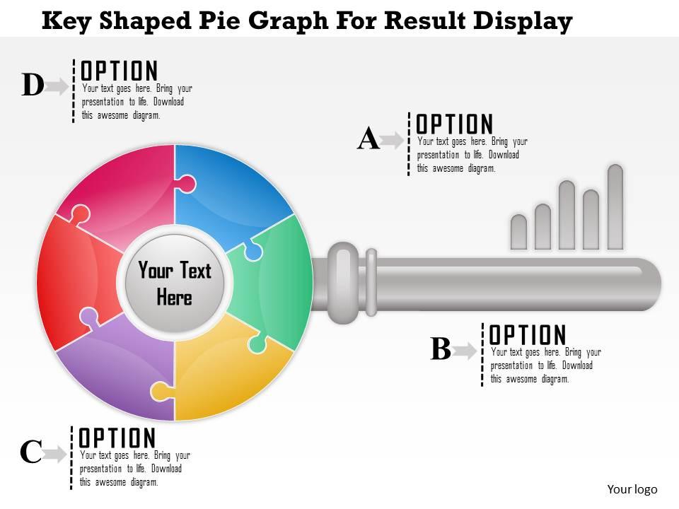1114 key shaped pie graph for result display powerpoint template Slide01