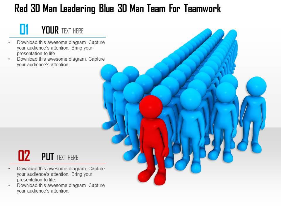 1114_red_3d_man_leadering_blue_3d_man_team_for_teamwork_ppt_graphics_icons_Slide01