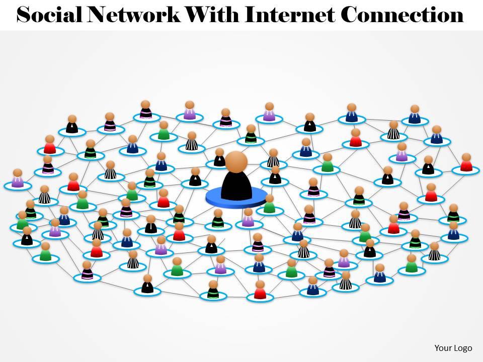 1114 social network with internet connection powerpoint template Slide01