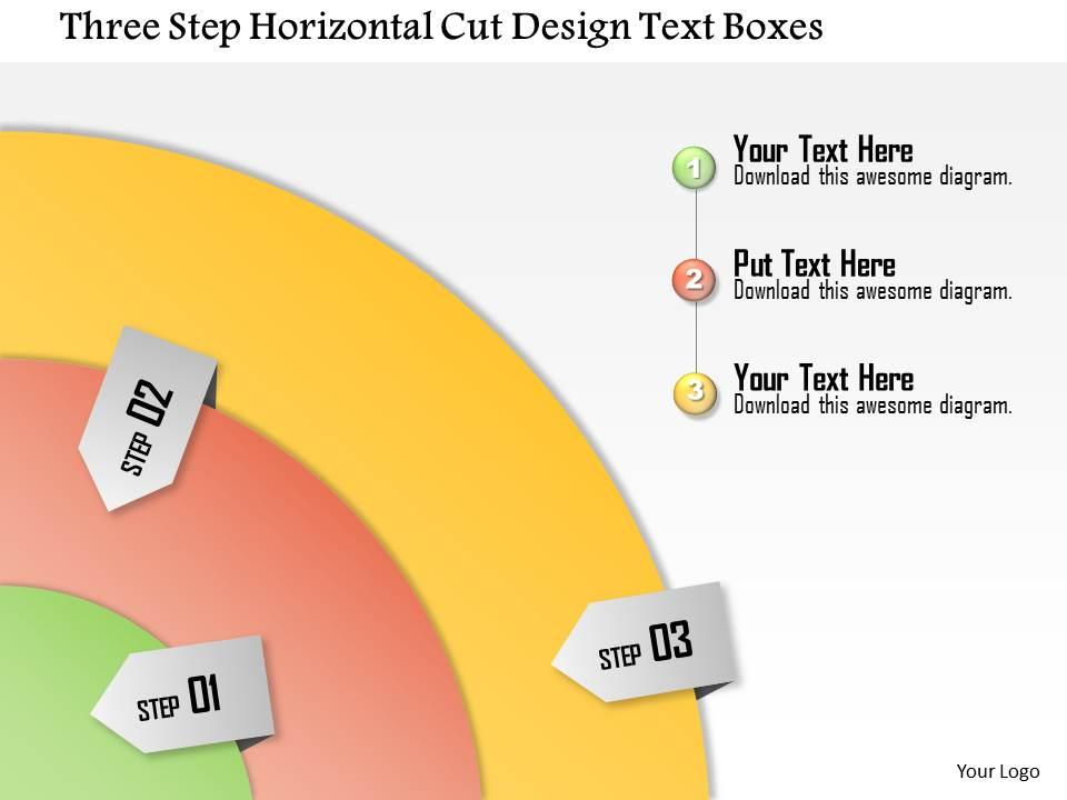 1114 three step horizontal cut design text boxes powerpoint template Slide01