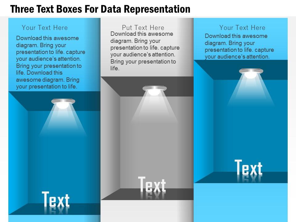 1114 three text boxes for data representation powerpoint template