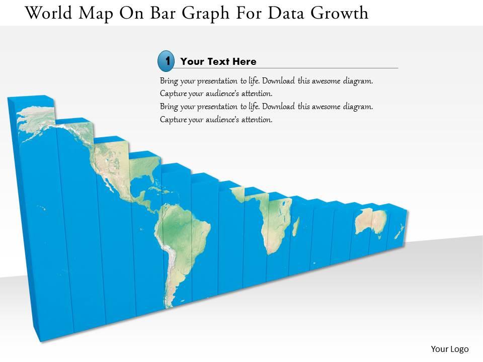 1114 world map on bar graph for data growth image graphics for powerpoint Slide00