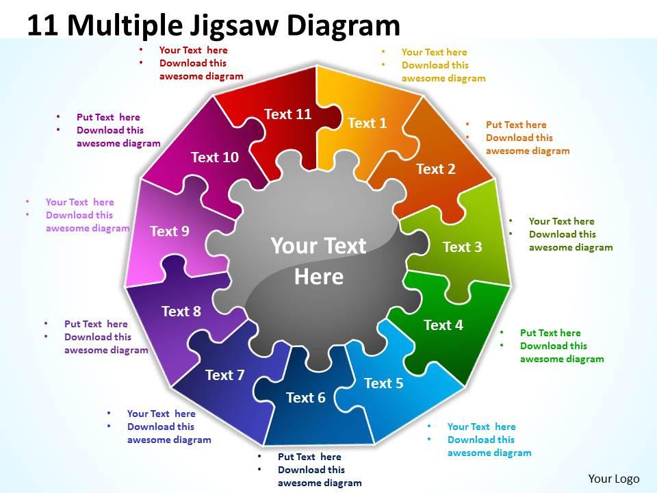 11 Multiple Jigsaw Diagram 4 PowerPoint Templates Download PPT