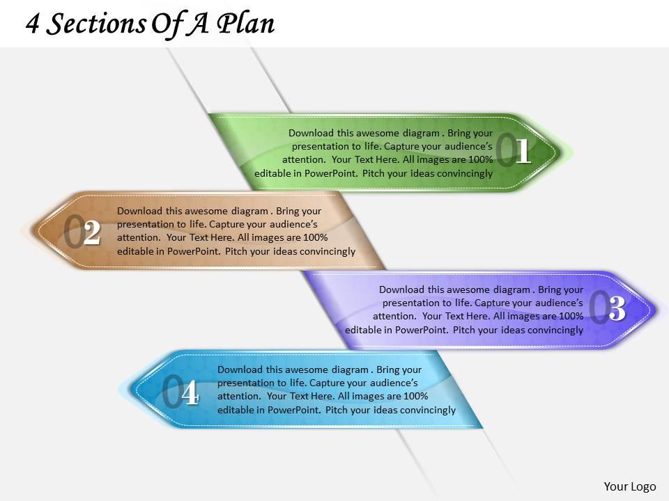 1213 business ppt diagram 4 sections of a plan powerpoint template Slide01