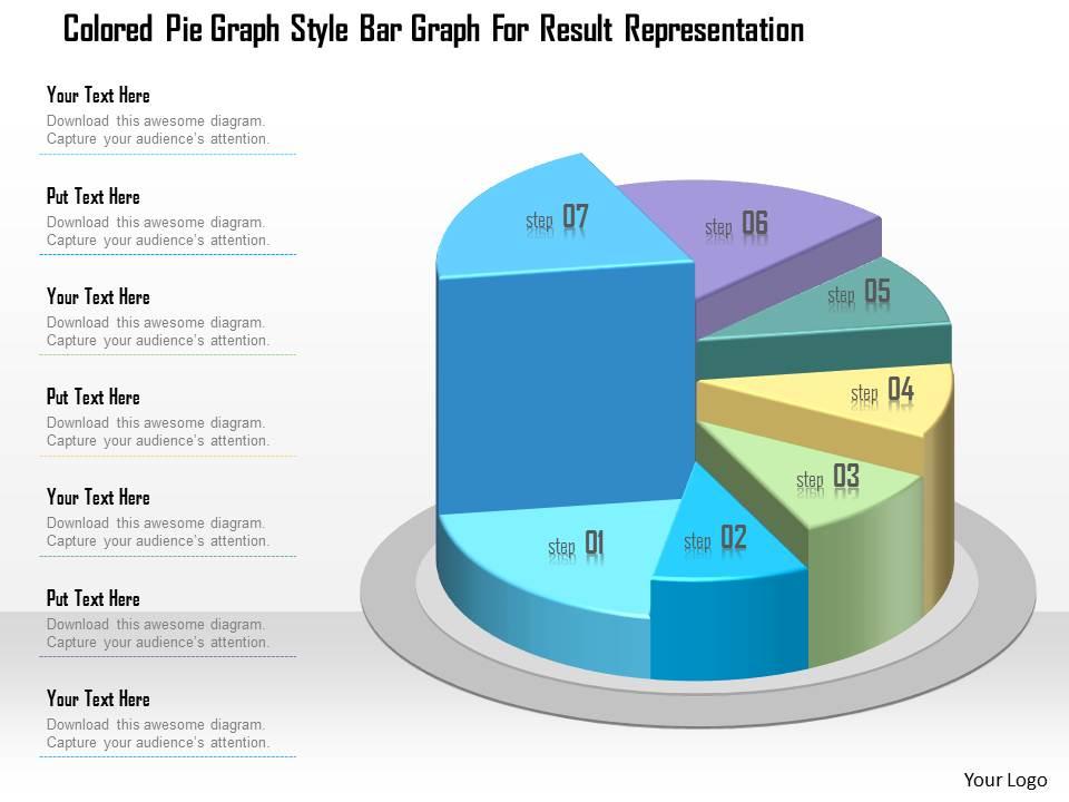 1214 colored pie graph style bar graph for result representation powerpoint template Slide01