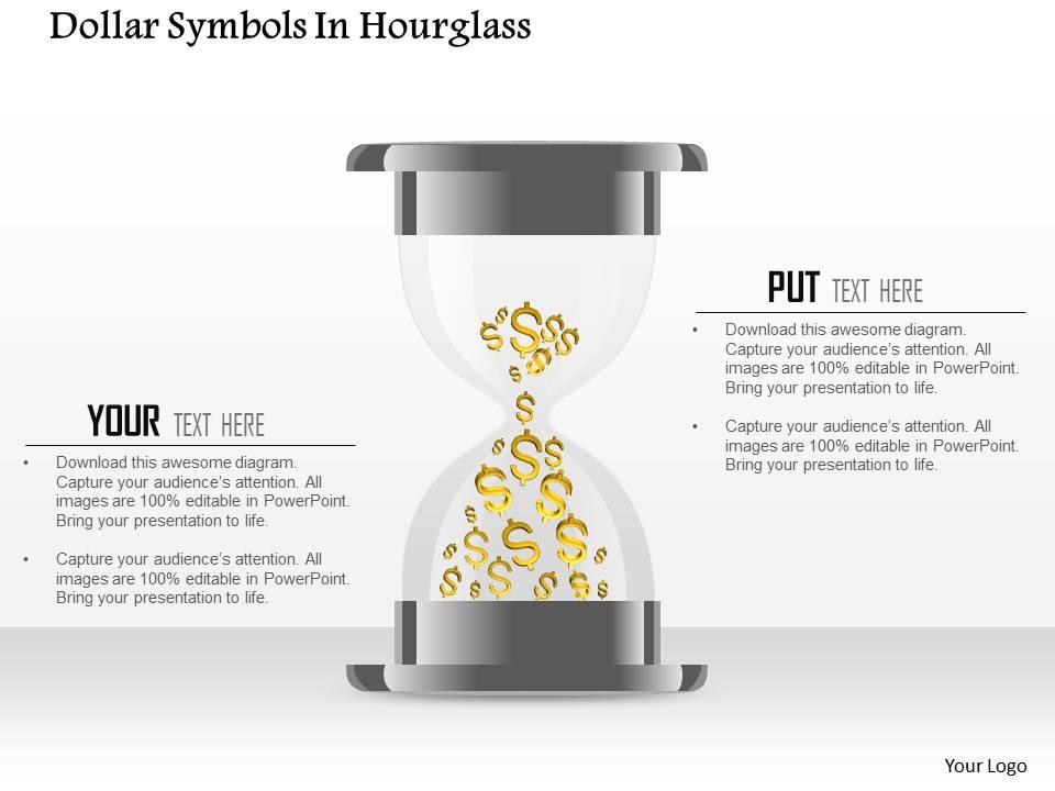 1214 dollar symbols in hourglass powerpoint template Slide01