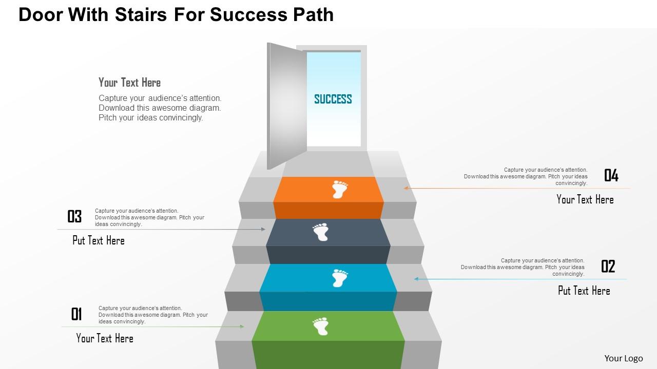 1214 door with stairs for success path powerpoint template Slide01