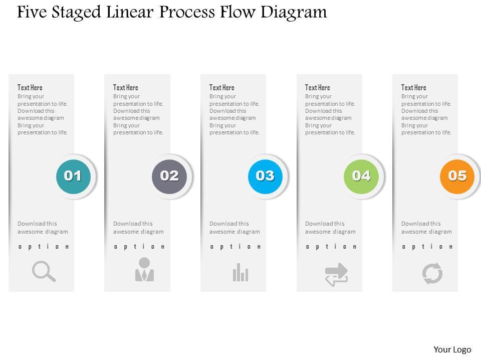 1214 five staged linear process flow diagram powerpoint template Slide00
