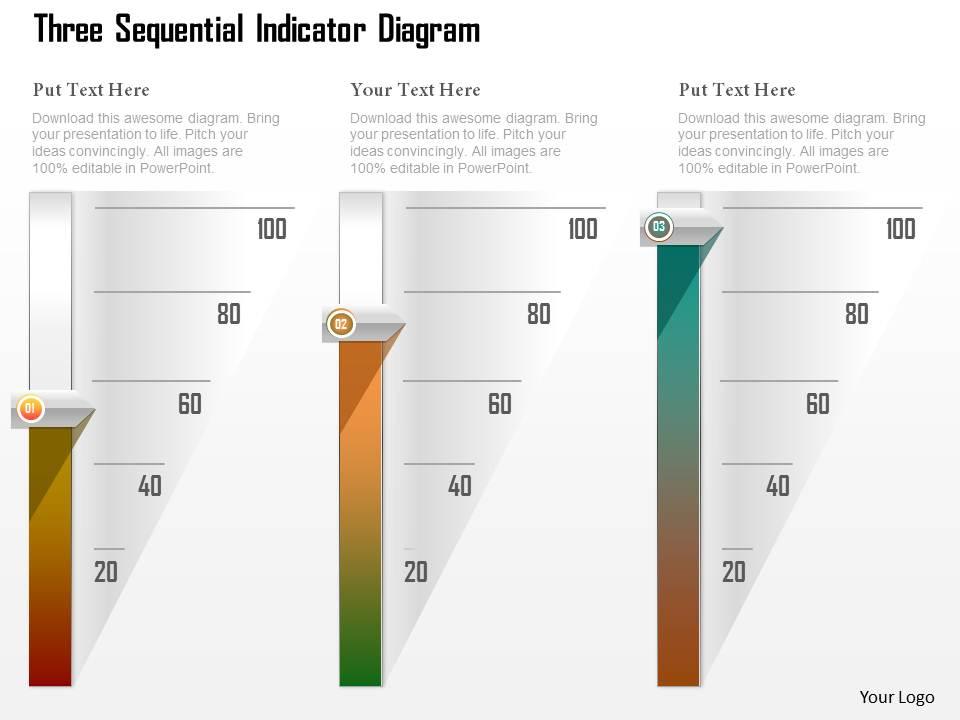 1214 three sequential indicator diagram powerpoint template Slide00