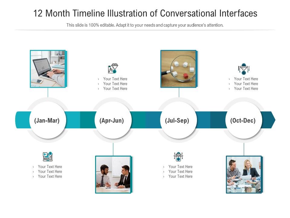 12 month timeline illustration of conversational interfaces infographic template Slide00