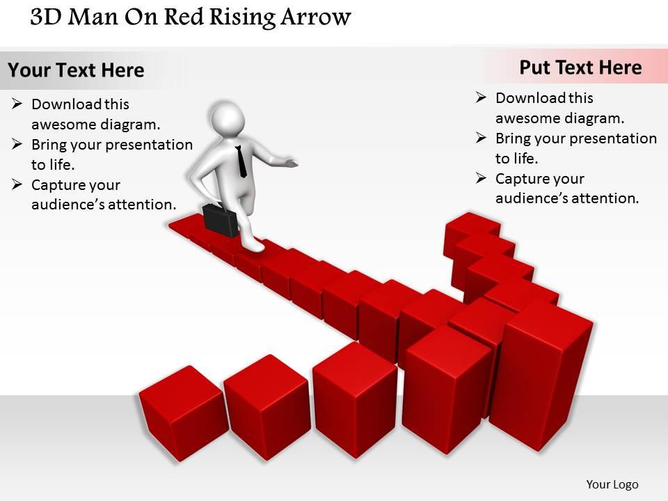 1813 3d man on red rising arrow ppt graphics icons powerpoint Slide01