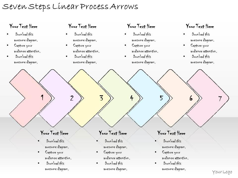 1814 business ppt diagram seven steps linear process arrows powerpoint template Slide01