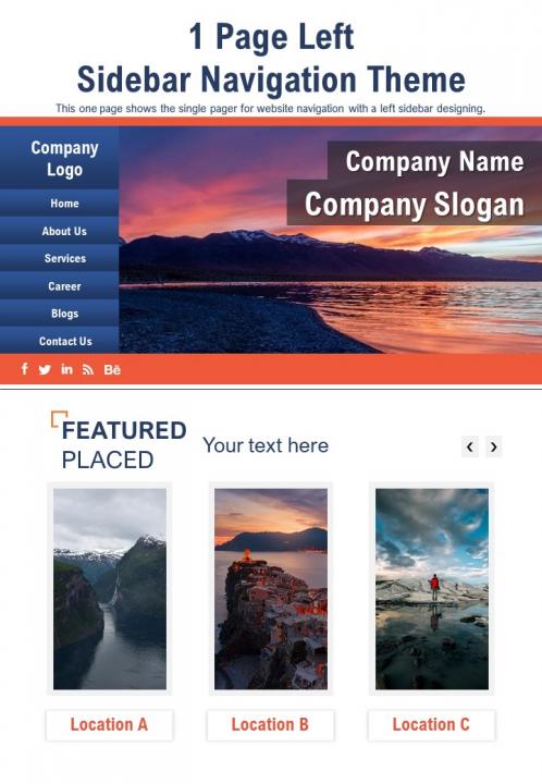 1 Page Left Side Navigation Theme Presentation Report Infographic PPT ...