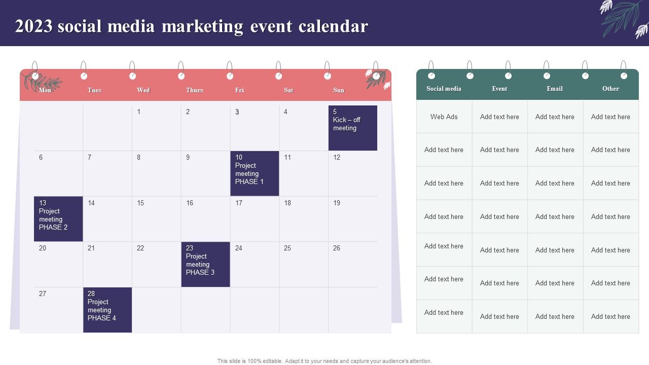 2023 Social Media Marketing Event Calendar