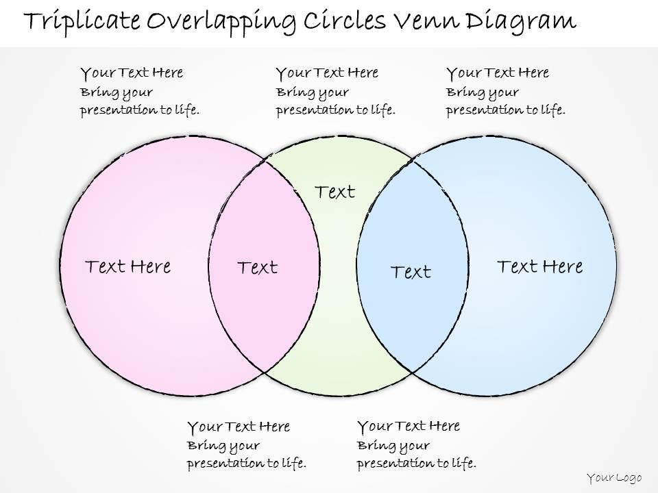 2502 business ppt diagram triplicate overlapping circles venn diagram powerpoint template Slide01