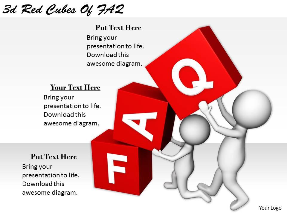 2513 3d red cubes of faq ppt graphics icons powerpoint Slide01