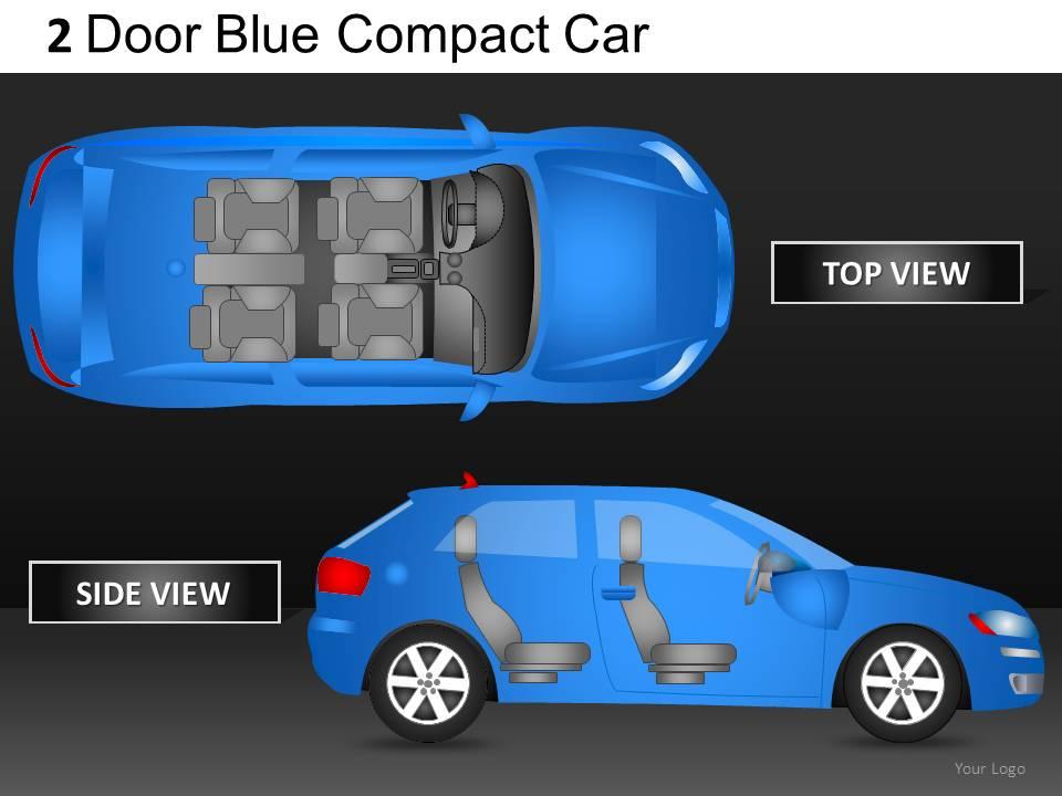 2_door_blue_car_top_view_powerpoint_presentation_slides_db_Slide01