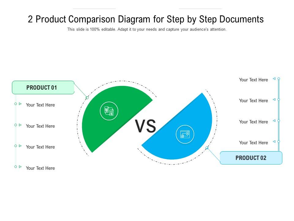 2 product comparison diagram for step by step documents infographic template Slide00