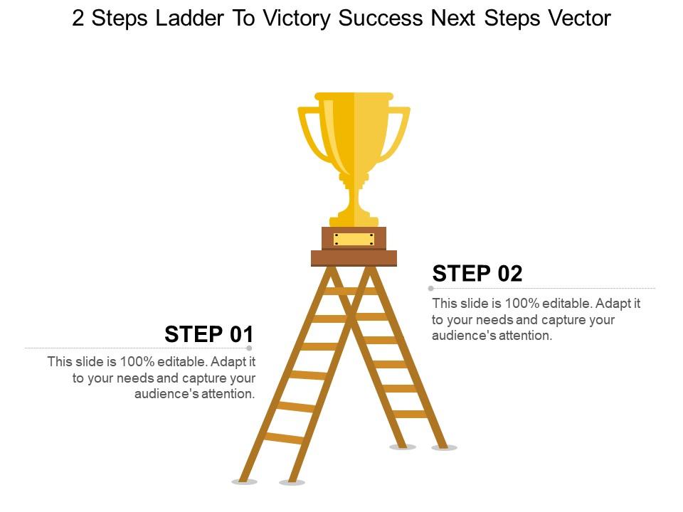 2 steps ladder to victory success next steps vector ppt design Slide01
