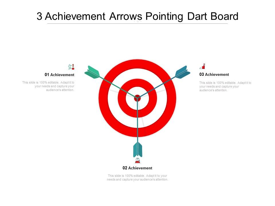 3 Achievement Arrows Pointing Dart Board PowerPoint Slide Template Presentation Templates