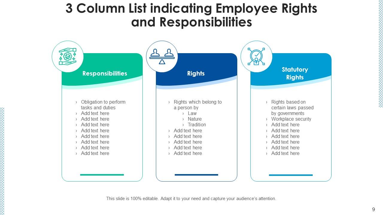 3 Column List Empowerment Environment Responsibility Illustrating