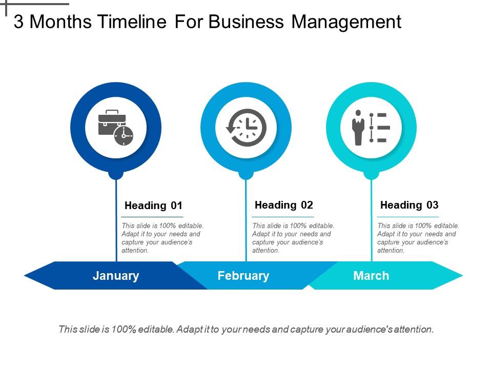3 months timeline for business management Slide01