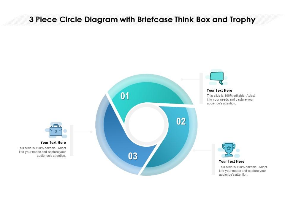 3 piece circle diagram with briefcase think box and trophy Slide01