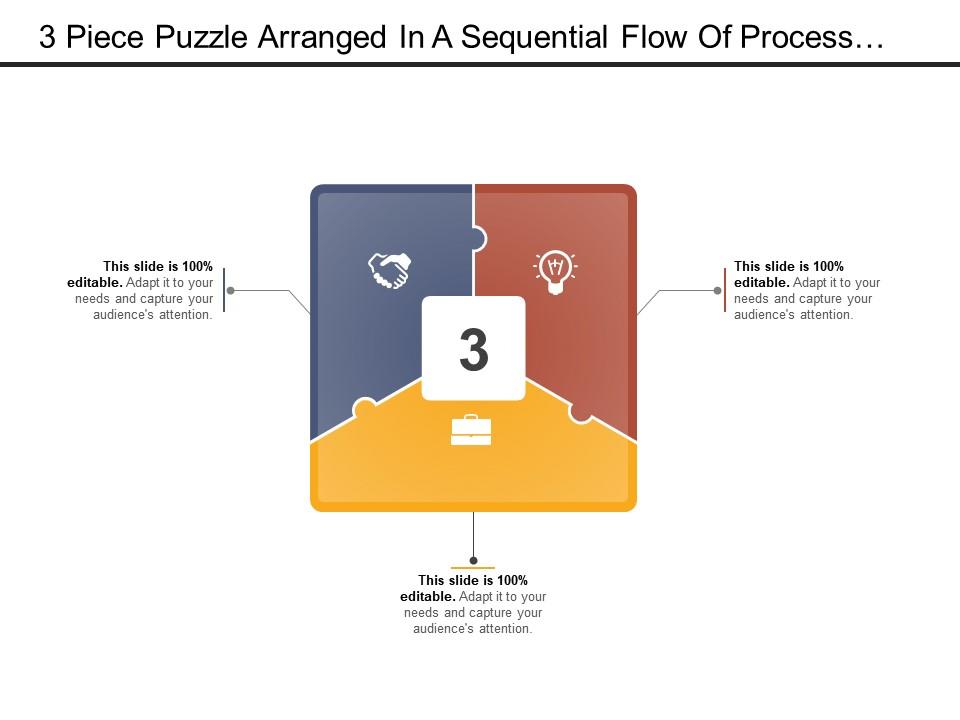 3 piece puzzle arranged in a sequential flow of process with icon Slide01
