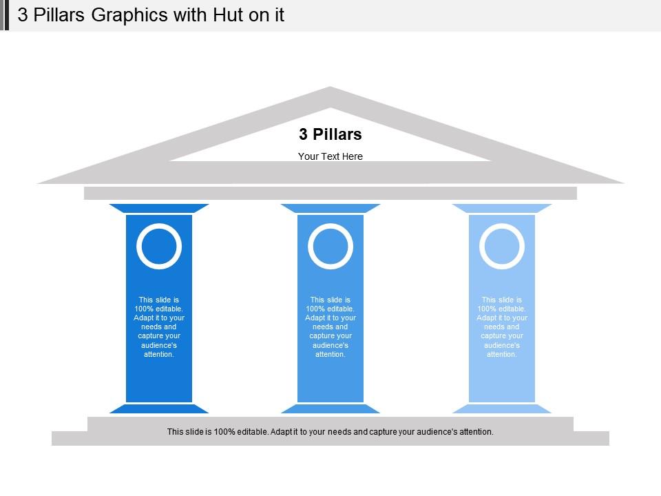 3 Pillars Graphics With Hut On It PowerPoint Slides Diagrams Themes
