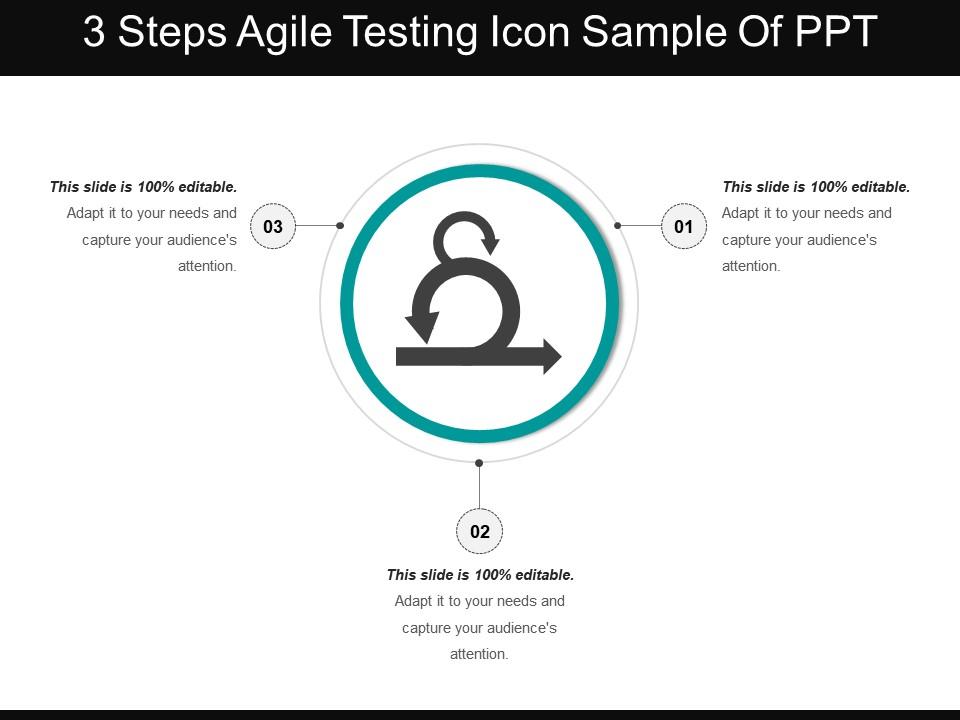 3 steps agile testing icon sample of ppt Slide00