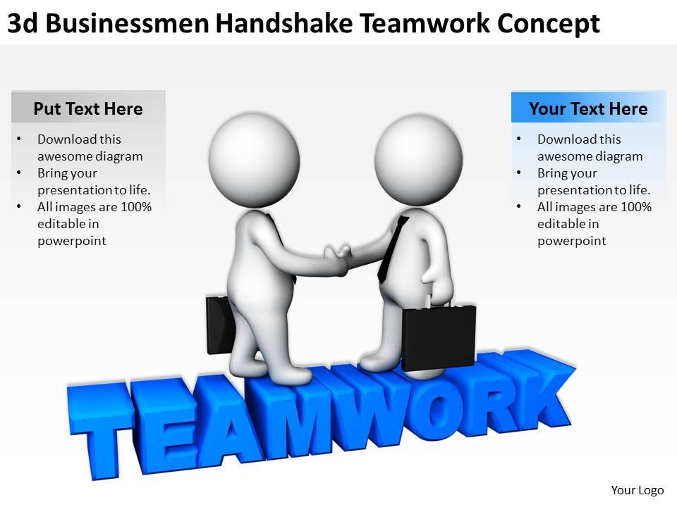 3D Businessmen Handshake Teamwork Concept Ppt Graphics Icons Powerpoint